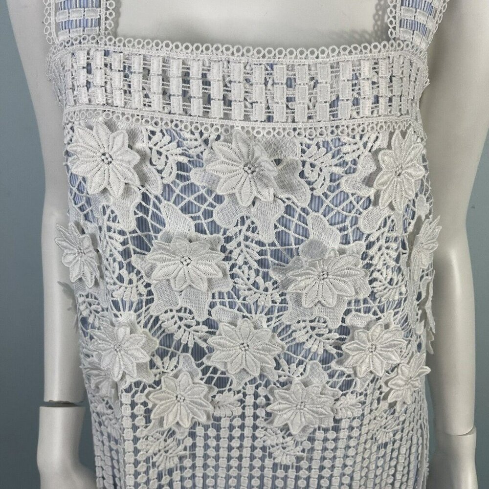 Alexis Sleeveless Fulton Fringe Lace Eyelet Mini Dress Sz Medium - Picture 3 of 15